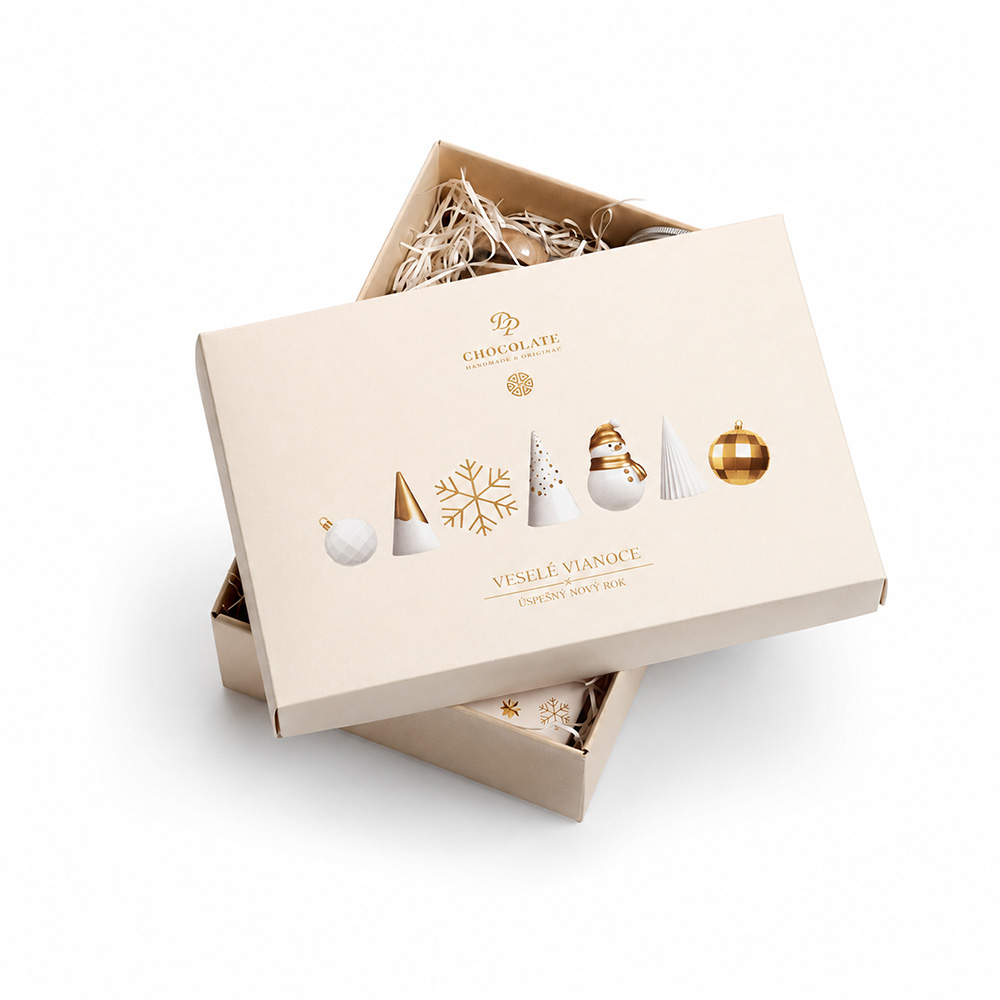 Vianoce - Darčekový box Nougat Crunch, Tabuľka dvojvrstvá s posypom & Orechový likér