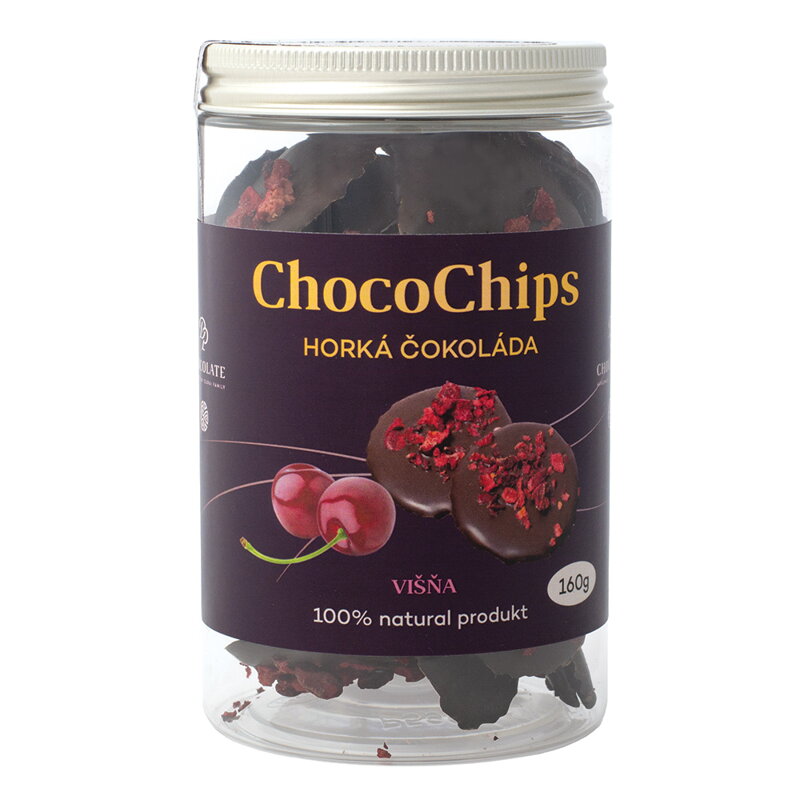 ChocoChips - Horká čokoláda s višňami (160g)