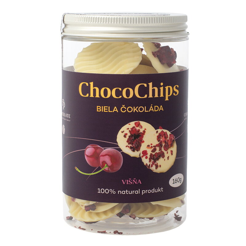 ChocoChips - Biela čokoláda s višňami (160g) (balenie 4ks)