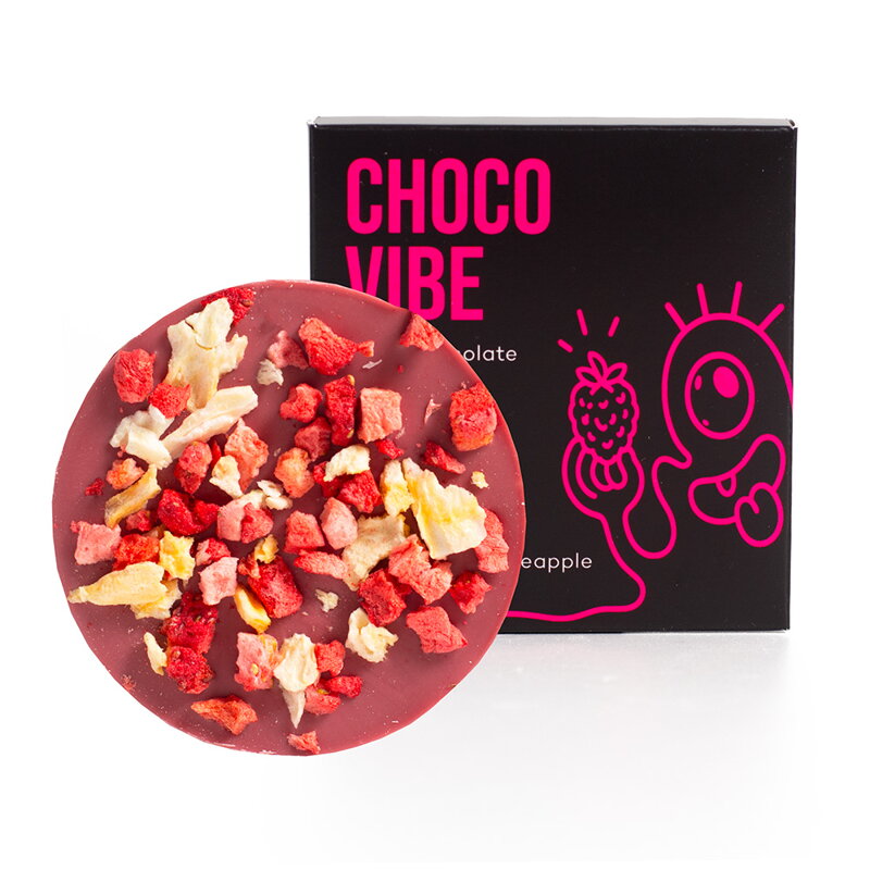 Choco Vibe ChocoWheel – Ruby s ananásom a jahodami (20g)