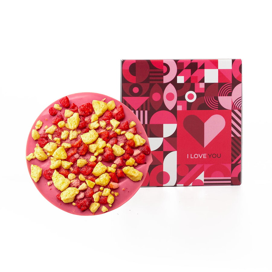ChocoWheel Love - ruby čokoláda so sušeným ananásom a jahodami (20g)